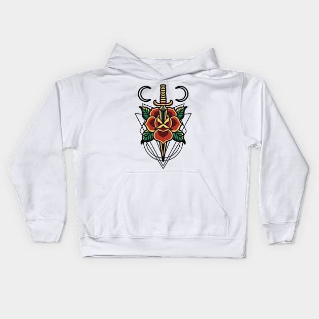rose and dagger tattoo Kids Hoodie by donipacoceng